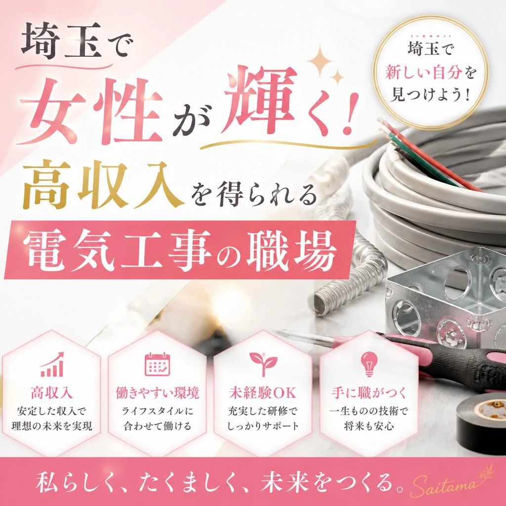 埼玉で女性が輝く！高収入を得られる電気工事の職場